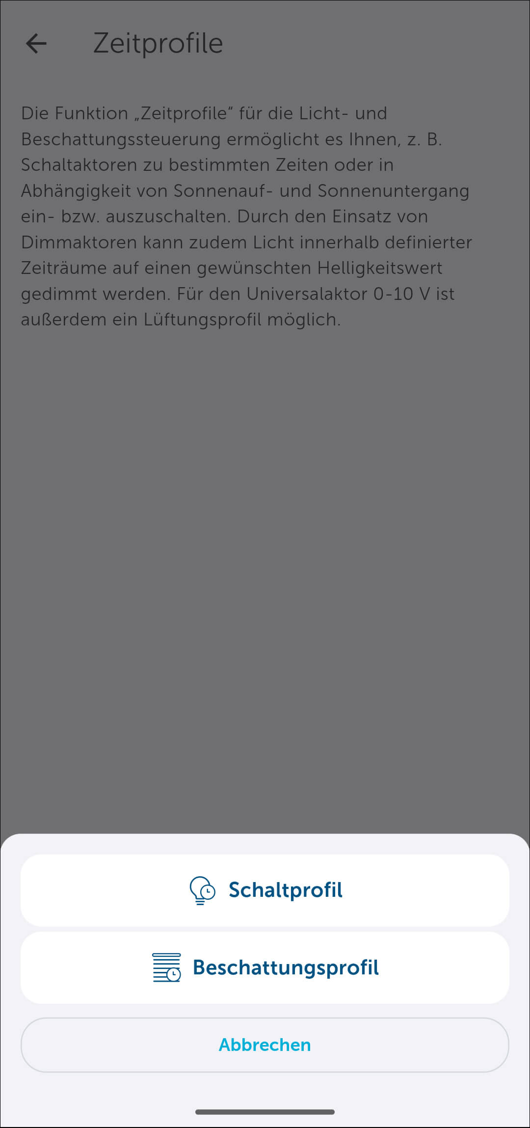 Bild 2 – Schaltprofil anlegen: Tippen Sie auf "Schaltprofil" und geben Sie dem neuen Zeitprofil einen Namen.