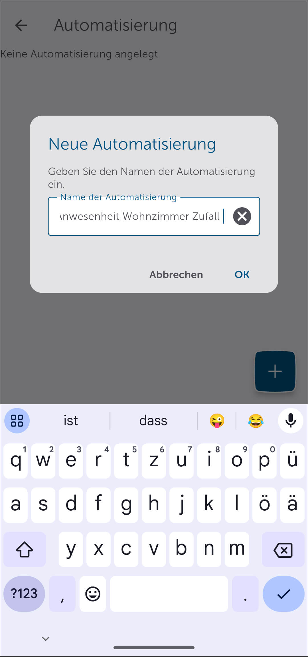 Bild 6 – Neue Automatisierung: Sofern Sie einen Zufallsanteil wünschen, müssen Sie die Anwesenheitssimulation über die Automatisierung einrichten. Öffnen Sie dafür den Menüpunkt "Automatisierung" und legen Sie eine neue Automatisierung an.