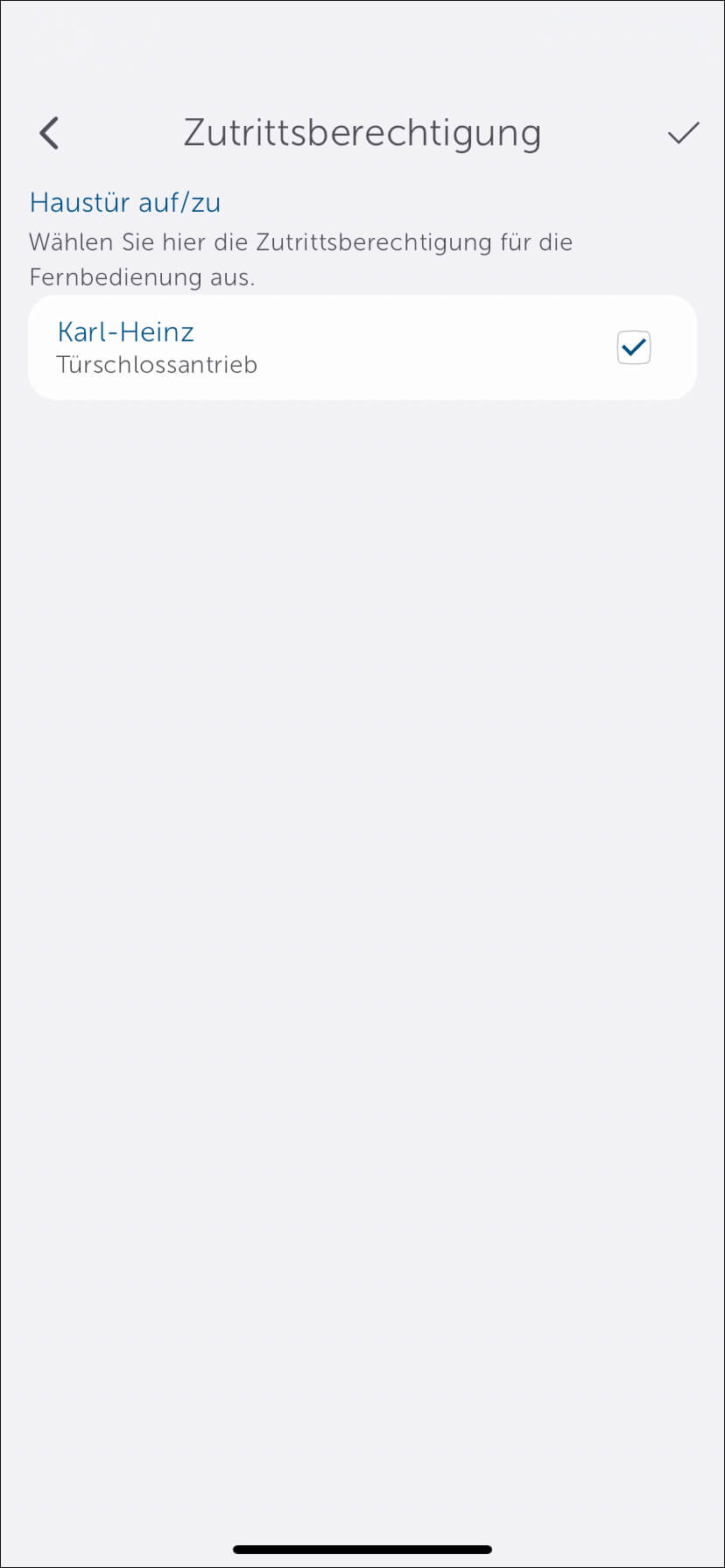 Bild 34: In diesem Screen werden Ihnen die möglichen Zutrittsberechtigungen angezeigt.