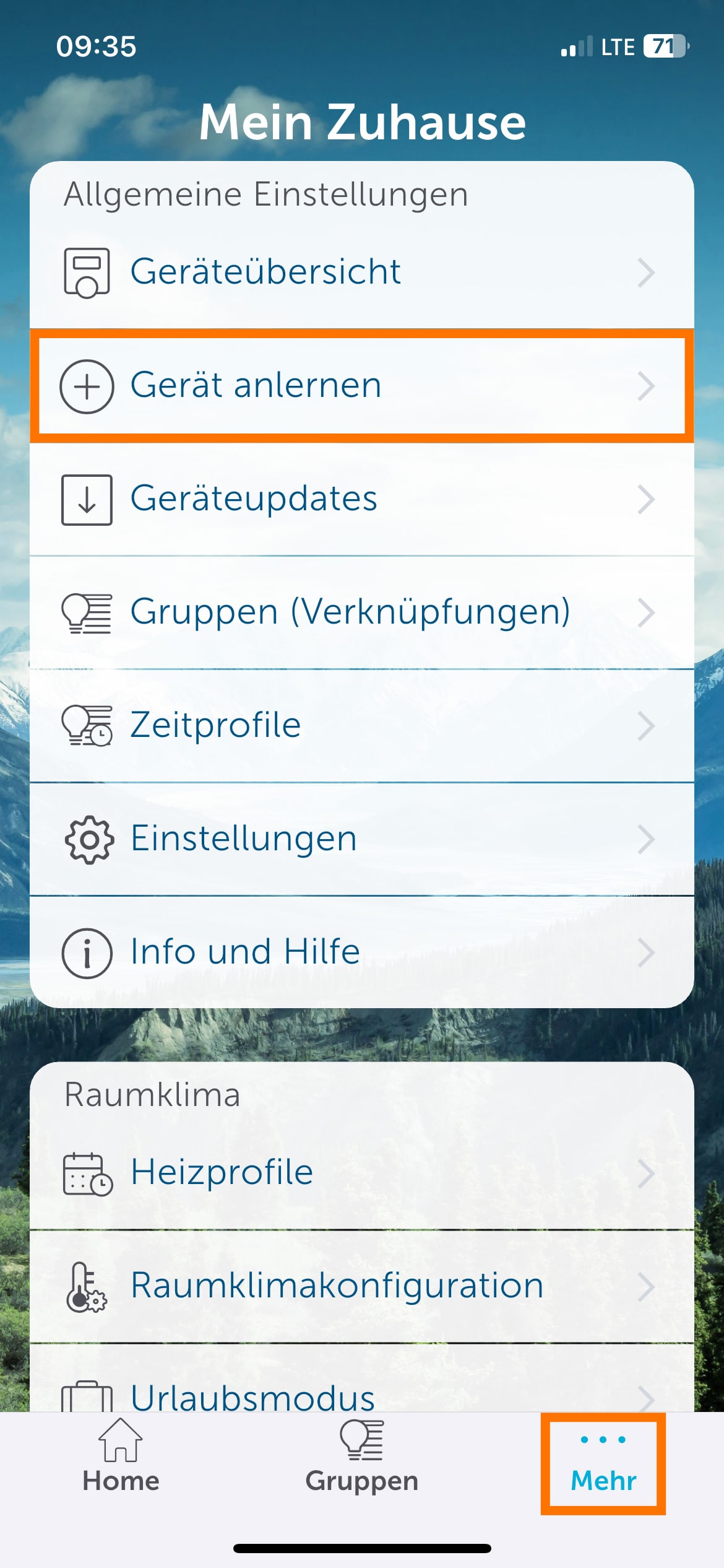 Bild 8: Öffnen Sie die  Homematic IP App und gehen Sie auf „Mehr“.