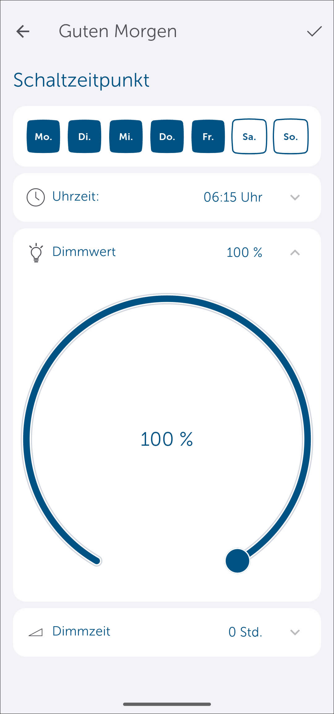 Bild 7 – Dimmlevel festlegen: Legen Sie nun das maximale Dimmlevel fest.