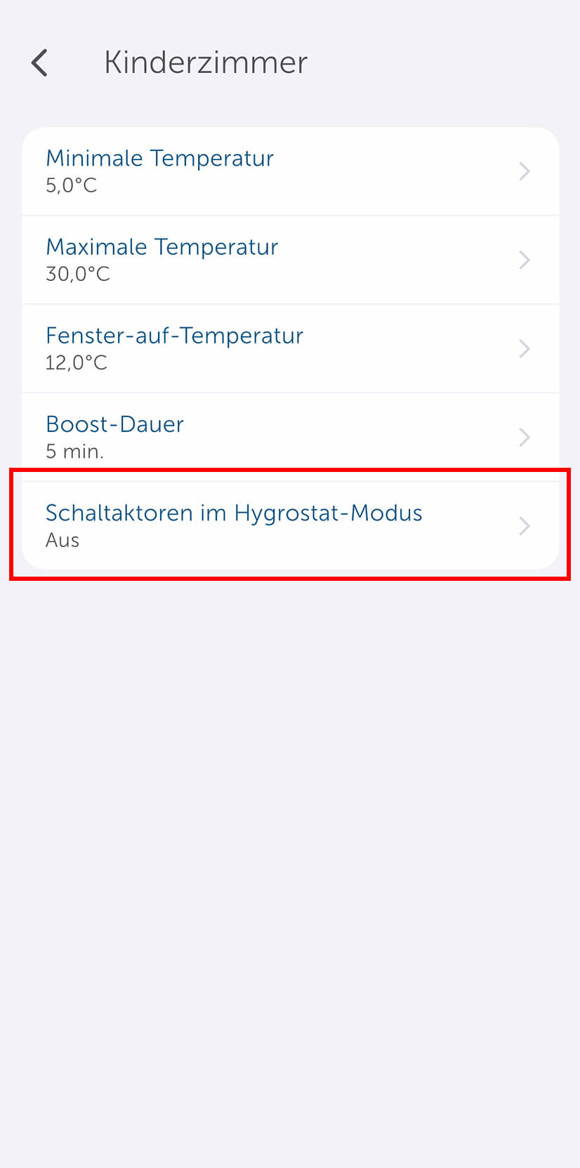 Bild 17: Wählen Sie hier den unteren Punkt „Schaltaktor im Hygrostat-Modus“ aus.